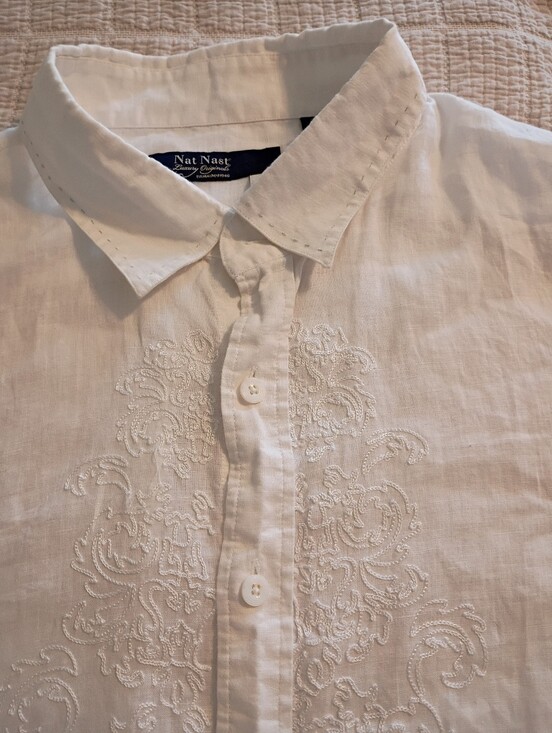 Nat Nast Other - Nat Nast White Linen Embroidered Button-Down Shirt